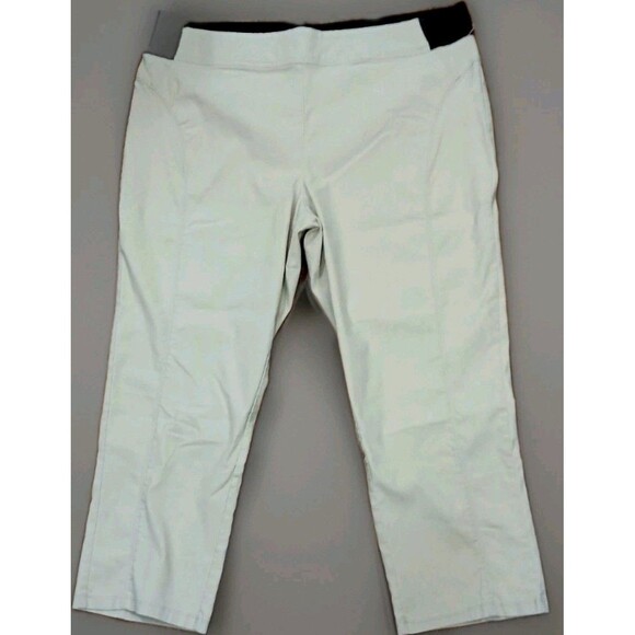 Simply Vera Vera Wang Women’s XL Cropped Pants Pull-On Khaki Stretch Comfort EUC - Picture 1 of 8